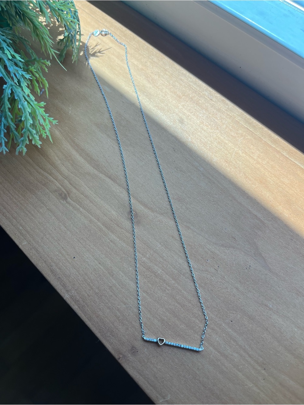 18” White Gold Diamond Bar Necklace | Genuine Diamonds